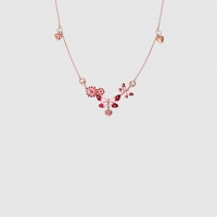 Gucci 花卉项链，配以玫瑰金、珐琅和红宝石 391031 J8688 5771